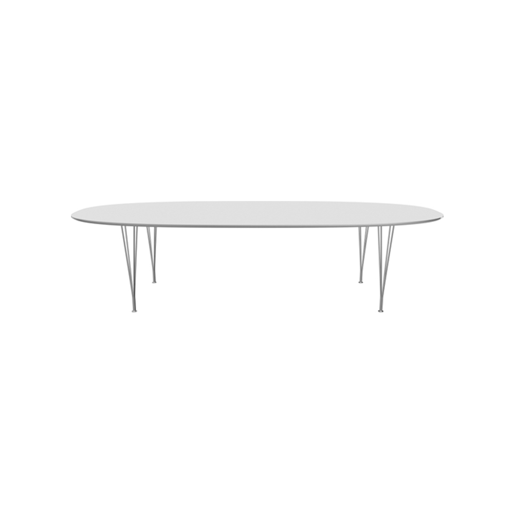 Superellips B617 matbord, White laminate-chrome