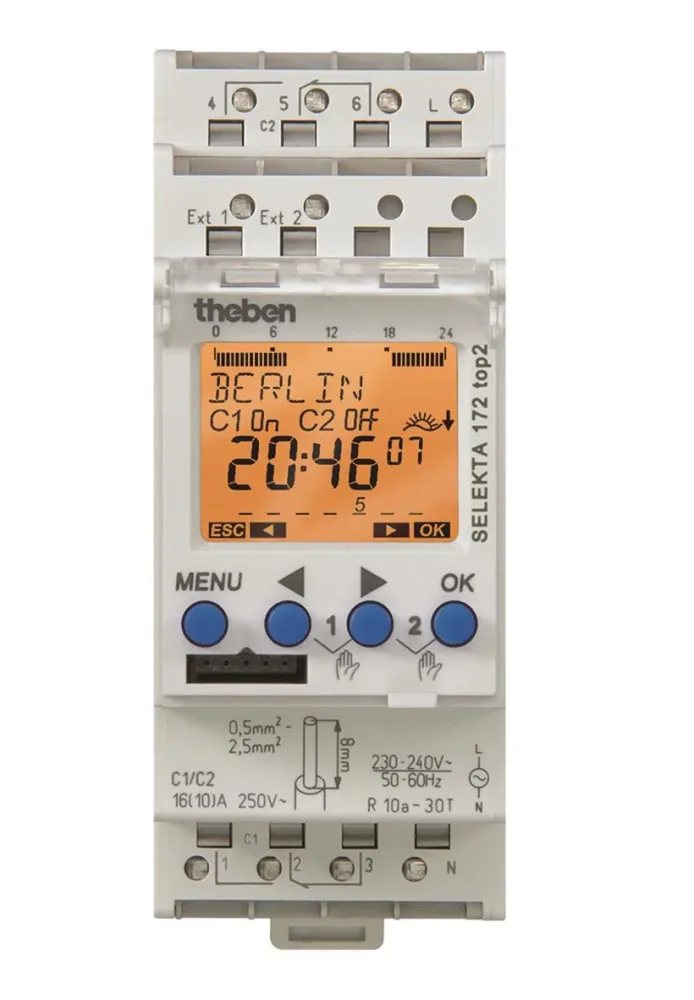 Theben 1724100 Kopplingsur astronomisk, växlande kontakt 2 kanaler - Bild 2