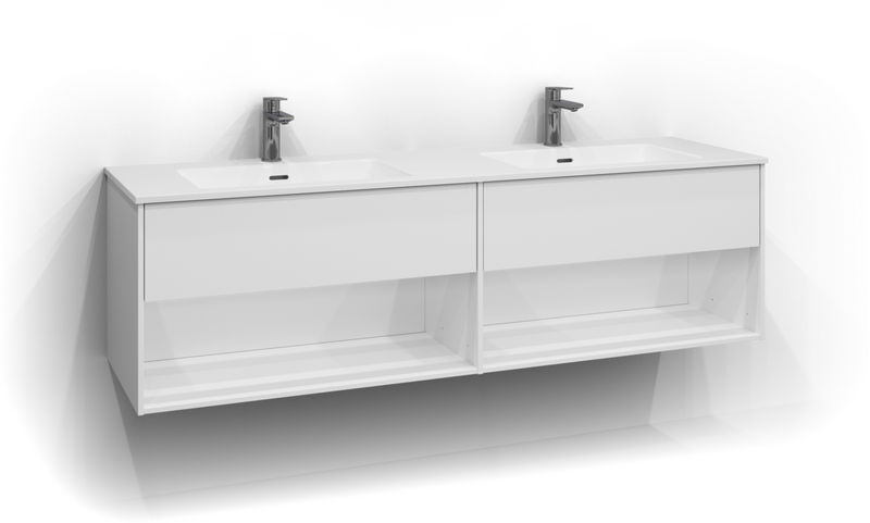 TVÄTTSTÄLLSSKÅP SVEDBERGS EPOS PLAN VIT 1+1L ÖPPEN 159X45,3X45CM