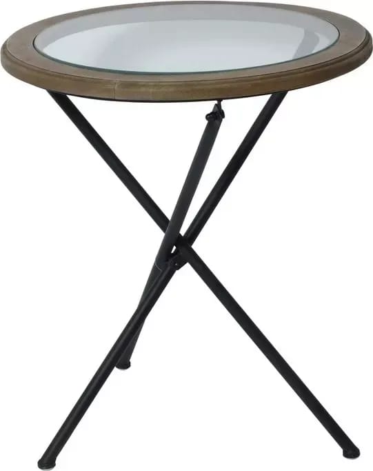 Runt lampbord Ø45 cm - Svart/Glas