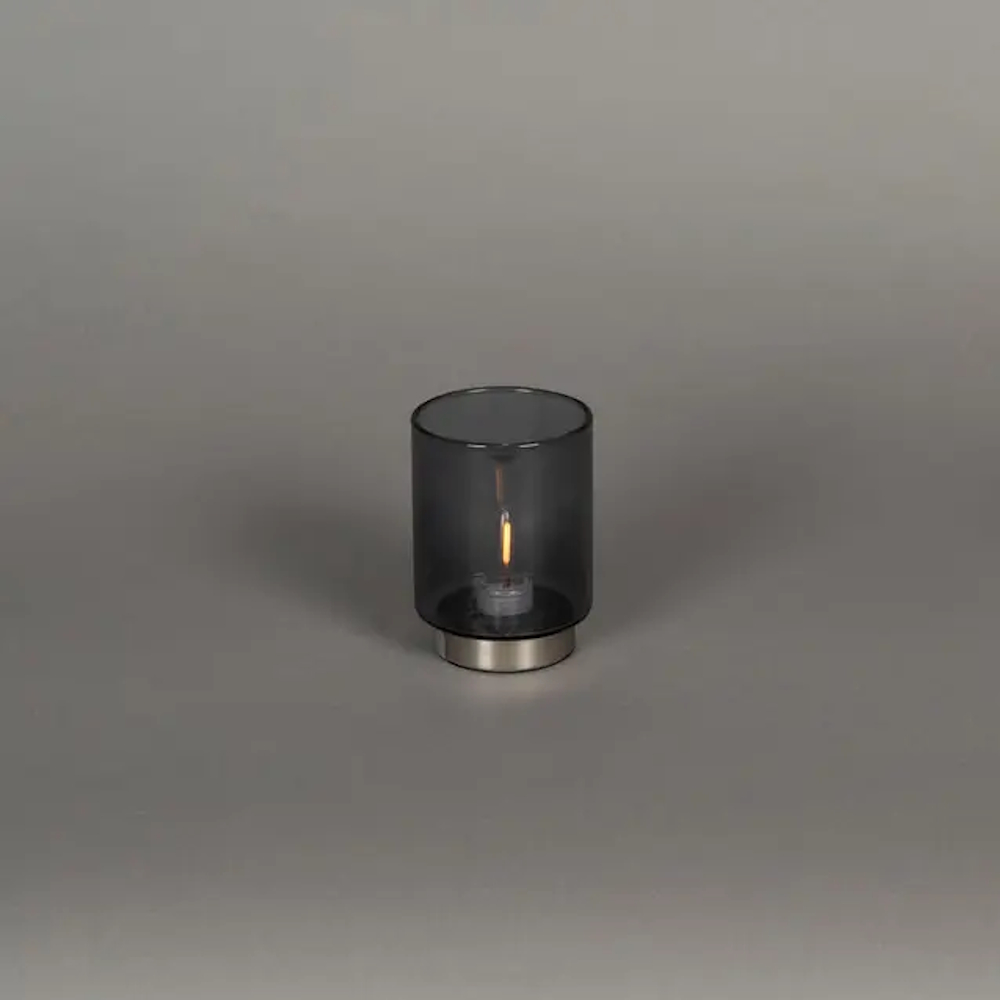 Laddbart Glasljus LED 8x11,5cm IP20 Silver/Grå Rökfärgad Konstsmide