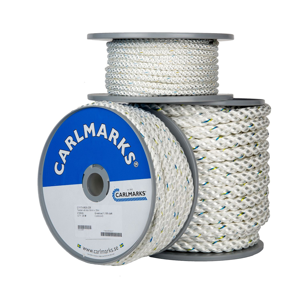3-Slagen Tarzan 14mmx20m Polyester Vit Carlmarks