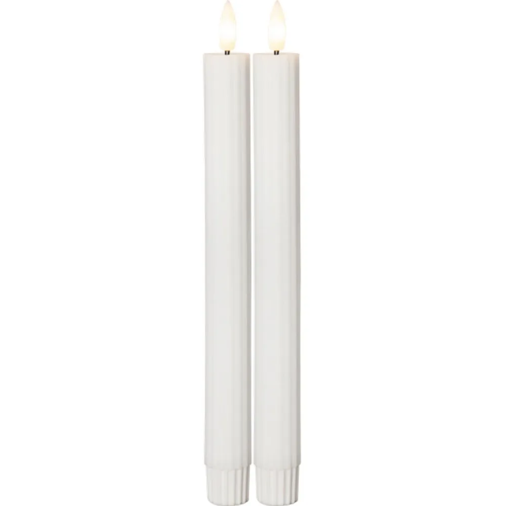 Star Trading Led Antikljus Flamme Stripe Vit, 2st